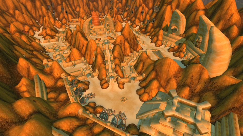 Zul'Farrak from above; Antu'sul's basin lies among the hills beside the city