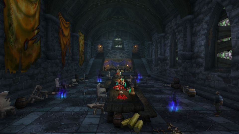 The dining hall of Shadowfang Keep, the baron's haunt