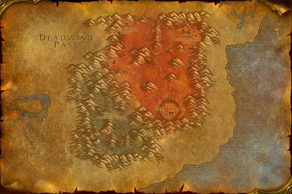 The Classic world map of the Blasted Lands