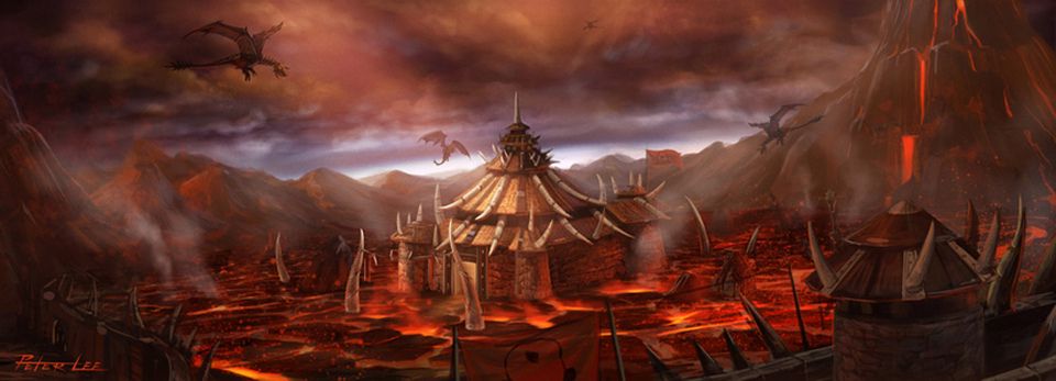 Burning Steppes concept art by Peter Lee
