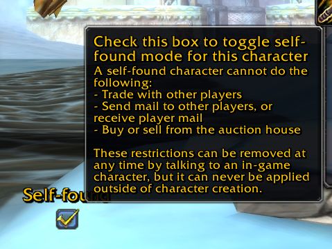 The Self-Found checkbox at character creation