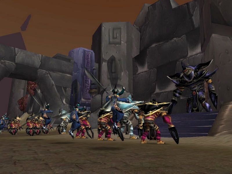 Rajaxx's officers and troops lined up on the terrace