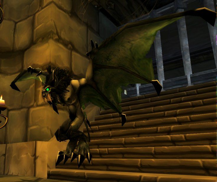 Kirtonos in gargoyle form, landing on the stairs