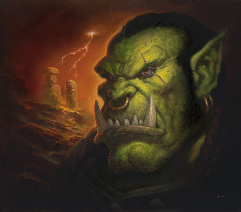 Gerald Brom's orc painting, used on the original World of Warcraft box