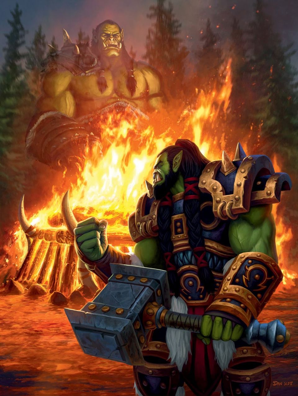 Thrall honors Doomhammer at his funeral pyre