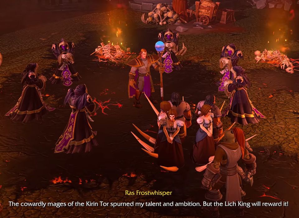 Ras as a living mage, just before his transformation, in Warcraft III: Reforged