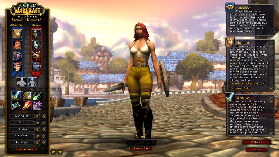 Character creation for Season of Discovery