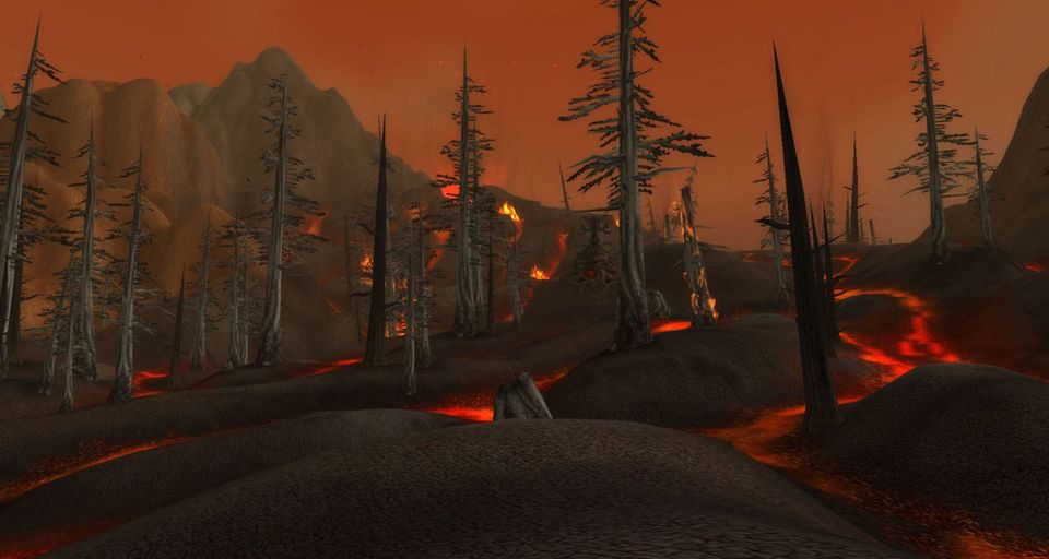 The Charred Vale, burned and full of fire elementals