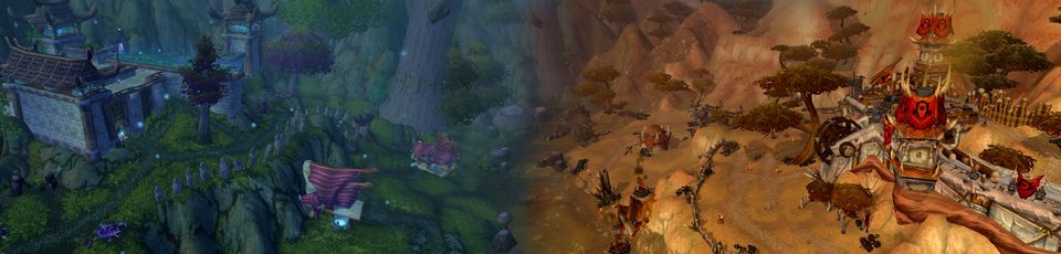 A panorama of Warsong Gulch, from Silverwing Hold to the Warsong Lumber Mill
